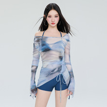 2025新款泳衣女分体裙式罩衫保守长袖防晒运动三件套显瘦遮肚温泉