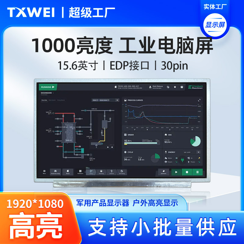 15.6inch Display Screen with 1000 High Brightness for Industrial Computers, Can Be Used as a Capacitive Touch Screen, Edp Interface Display Module