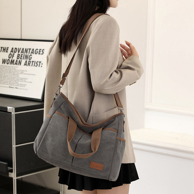 Women's Canvas Shoulder Bag Retro Style Large Capacity Office_voghion.com