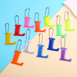 Cross-Border Letter L12 Color Reflective Warning Pendant Pvc Cycling Backpack Pendant Night Logo Keychain Pendant