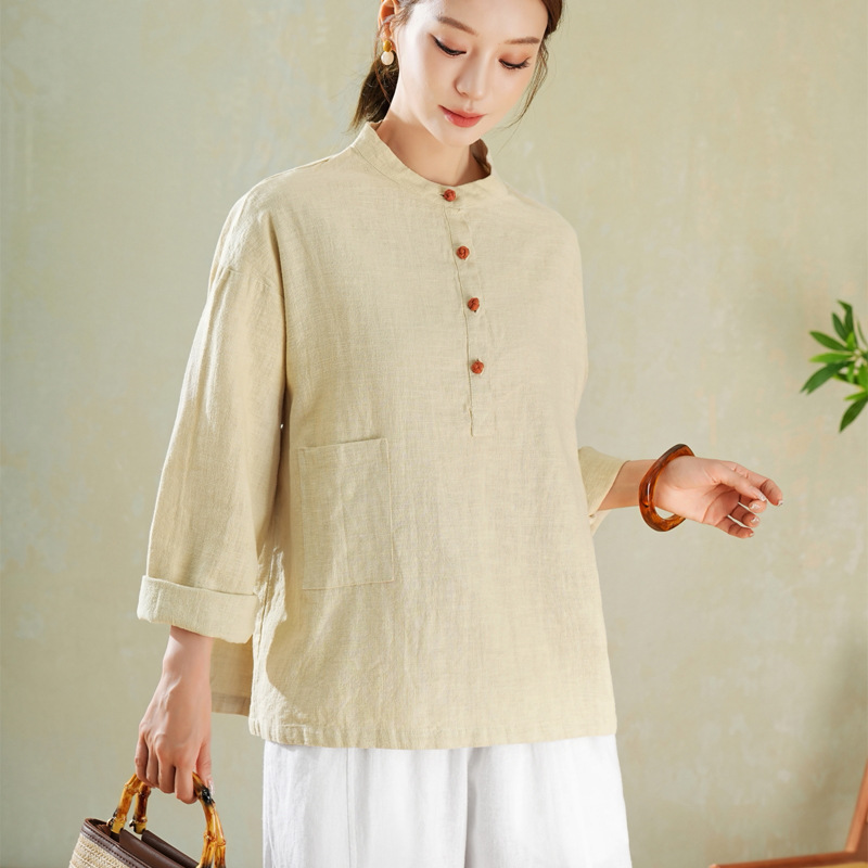 Linen long-sleeved shirt