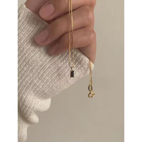 Rectangular black diamond necklace fashionable simple and versatile starry sky pendant collarbone chain