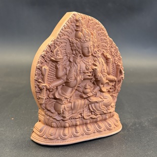 Zunsheng Bodhisattva 11cm Rubbed Purple Clay 4.3cm High Temperature Fired Incense Ash Ornament Pendant