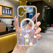 TK热销田园风花卉磁吸苹果15promax手机壳批发iPhoneAIR透明外壳