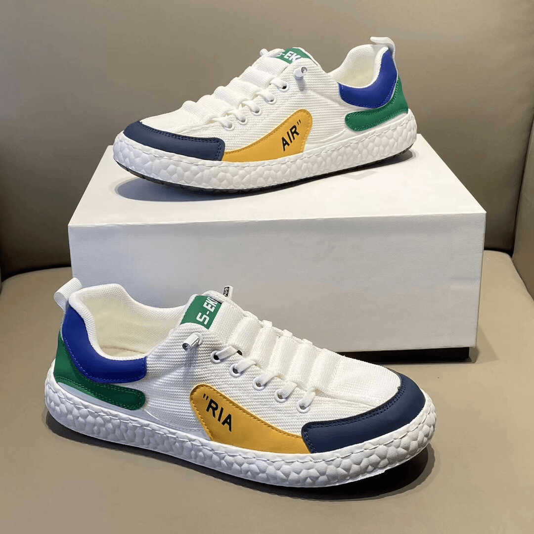 Zapatos de hombre verano nuevo color de contraste de malla respirable zapatos casuales para hombres con un pedazo suave zapatos de skate cómodo ligero al por mayor