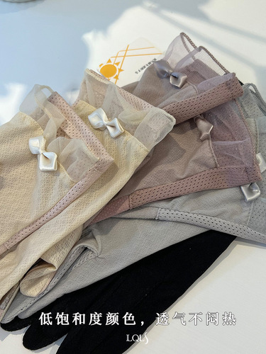 Cool sensation~ Gentle bow knot Japanese UV driving fingerless sunscreen gloves for women, summer thin breathable touch screen
