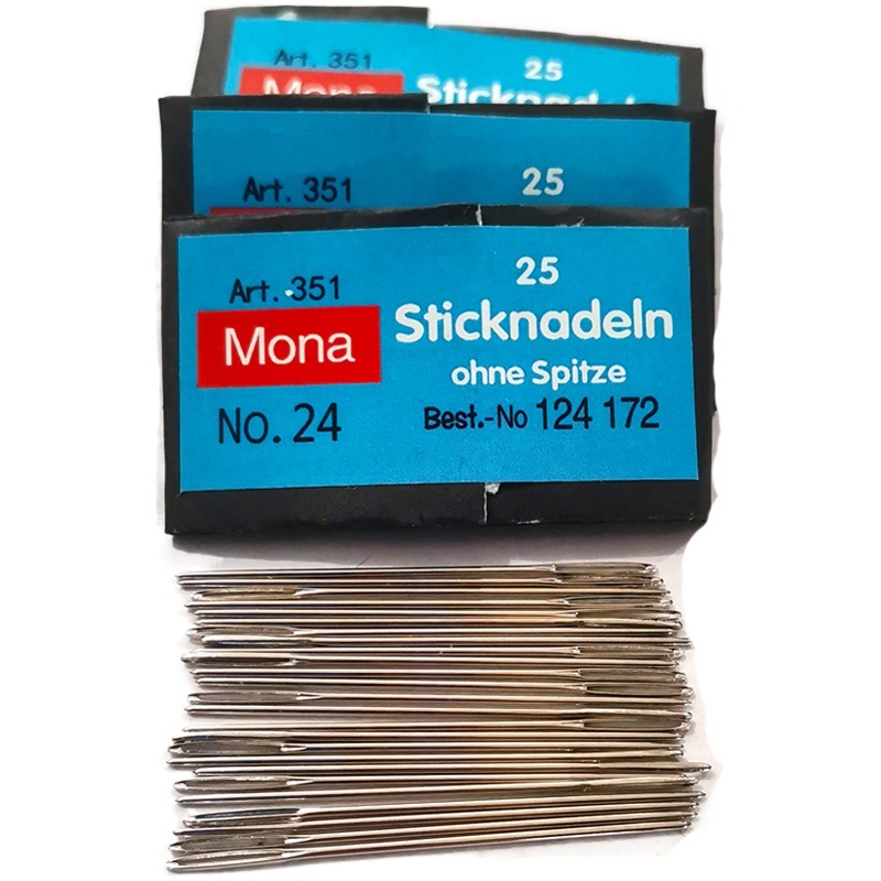 Agujas de Punto de Cruz Auténticas Mona Lisa Royal No. 24, un paquete de 25 agujas para bordado con hilo, punto de cruz y bordado.
