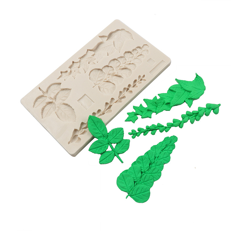 Nueva suculentas hojas decorativas fondant molde de silicona cake Edge ritmo seco chocolate utensilios para hornear