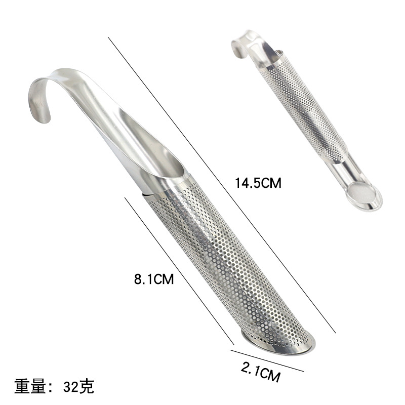 304 tubo de acero inoxidable colgando fabricante de té embudo de té mango té colador de té cuchara de té con mango de té juego de té