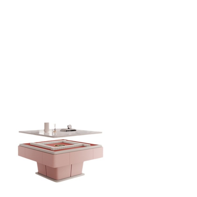 Mesa de mahjong con elevación de madera maciza mesa de centro 2025 nueva sala de estar integrada de doble uso mesa de comedor multifuncional para el hogar rosa todo en uno