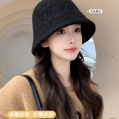 大头围渔夫帽子女秋冬2025新款显脸小水桶帽大码大号保暖毛绒盆帽