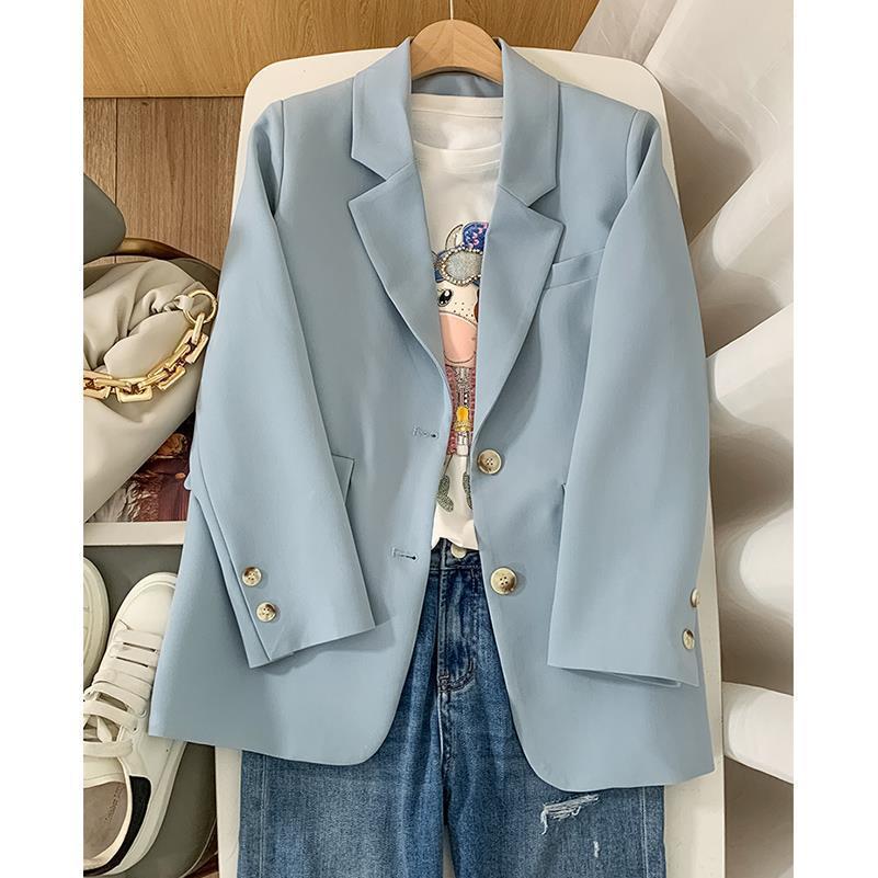 Women's Clothing loose casual two button temperament light blue Internet celebrity small suit_voghion.com