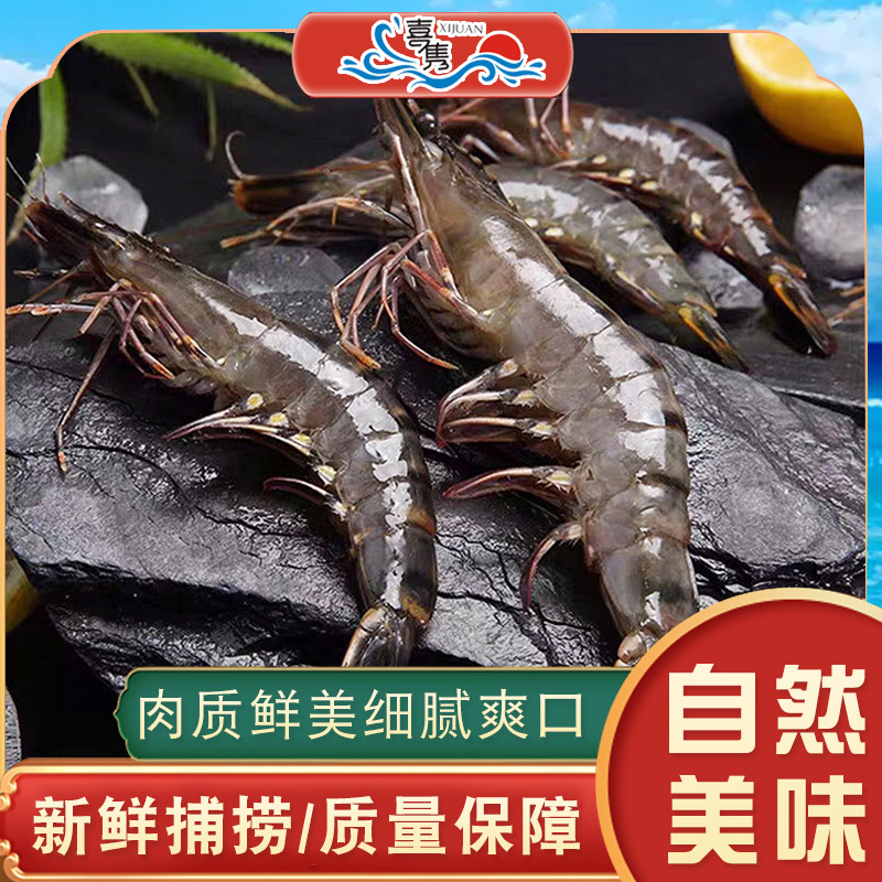 喜隽批发九节虾斑节虾海鲜冷冻产品 速冻鲜活整箱水产黑虎虾