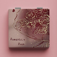 Direct Manufacturer Sale Gold Edge Rose Portable Small Mirror Student Dual-Sided Foldable Carry Makeup Mirror Girl Leather Surface Mirror