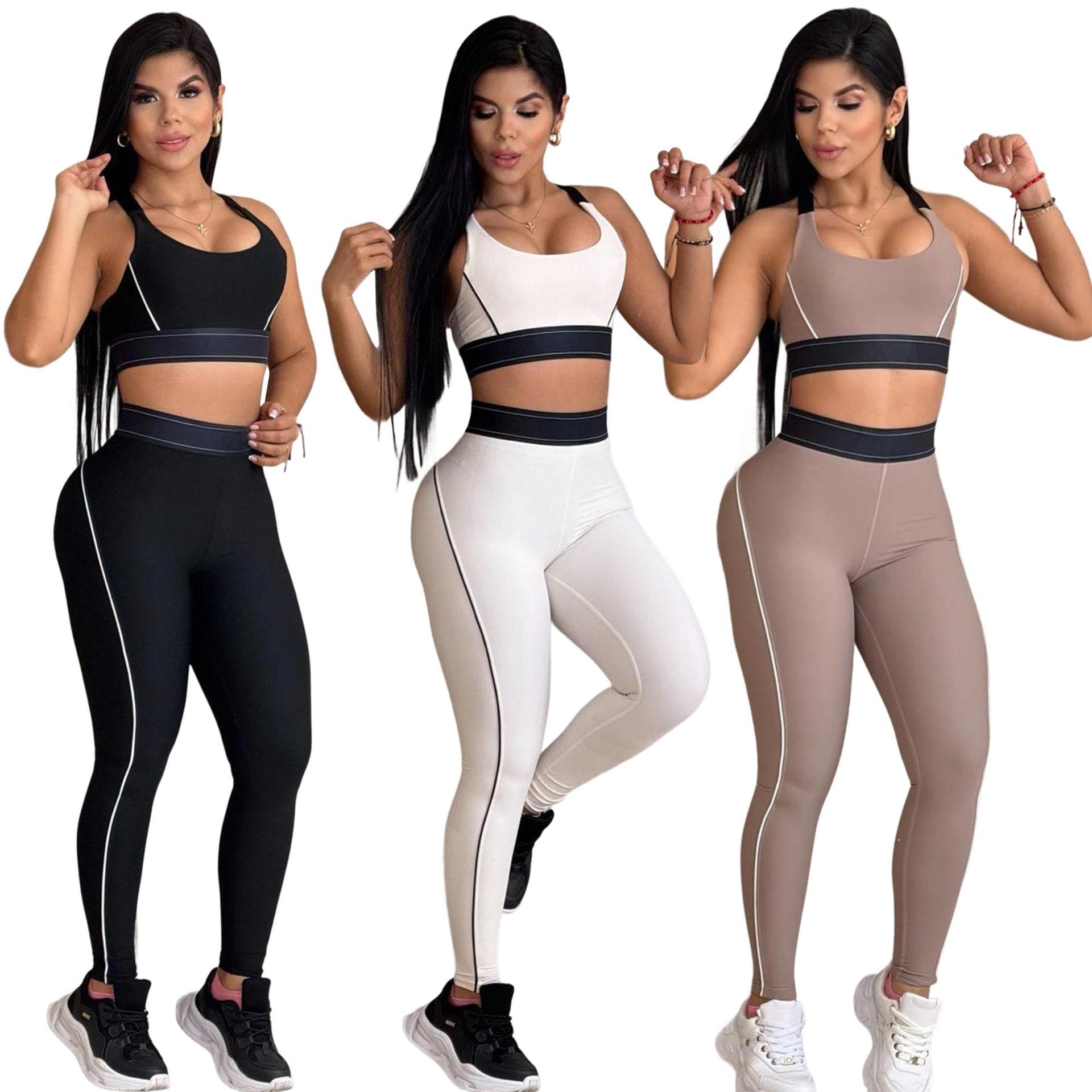 J5110 Summer New Yoga Wear Women's Sports Suit Push-Up Vest High Waist Hip Lift Abdominal Fitness Suit