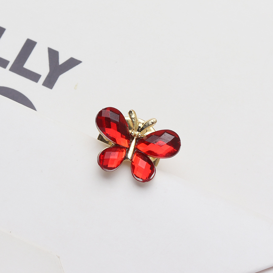 Cute Butterfly Insect Brooch And Scarf Buckle With Ruby Gemstone_voghion.com