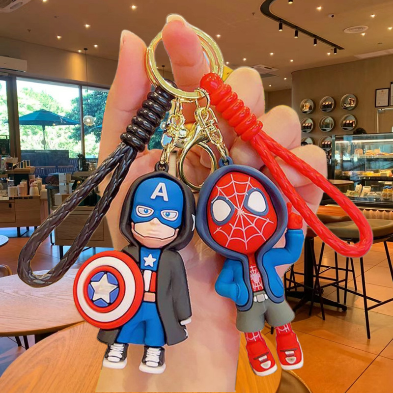 Cross-border Avengers Spider-Man Iron Man keychain Cartoon Doll bag ornaments car key chain small gift