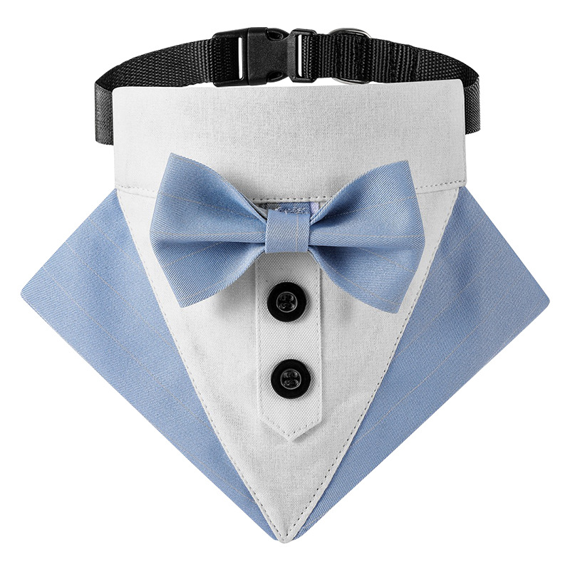 Transfronterizo nuevo rayas ropa de mascotas traje triángulo toalla guapo mascota saliva toalla boda mascota triángulo toalla