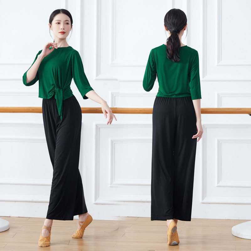 Dance Training Clothes Female Adult Modern Dance Training Clothes Slimming Yoga Clothes Wide Leg Pants Square Dance Performance Clothes