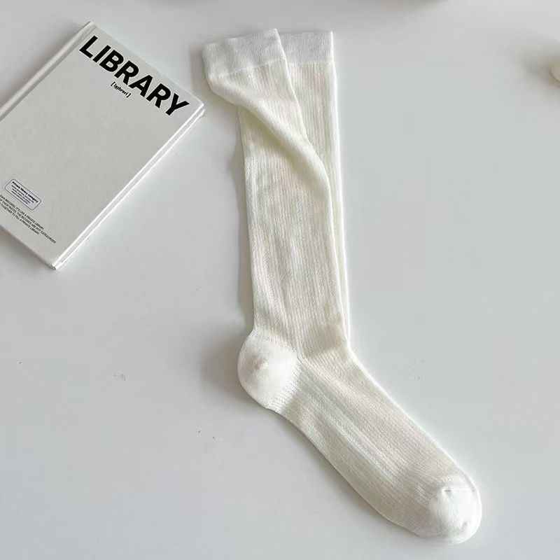 女性用夏用薄手綿ソックス、純綿ストッキング、ふくらはぎソックス、メッシュ中空パイルソックス、ストッキング、韓国風|undefined