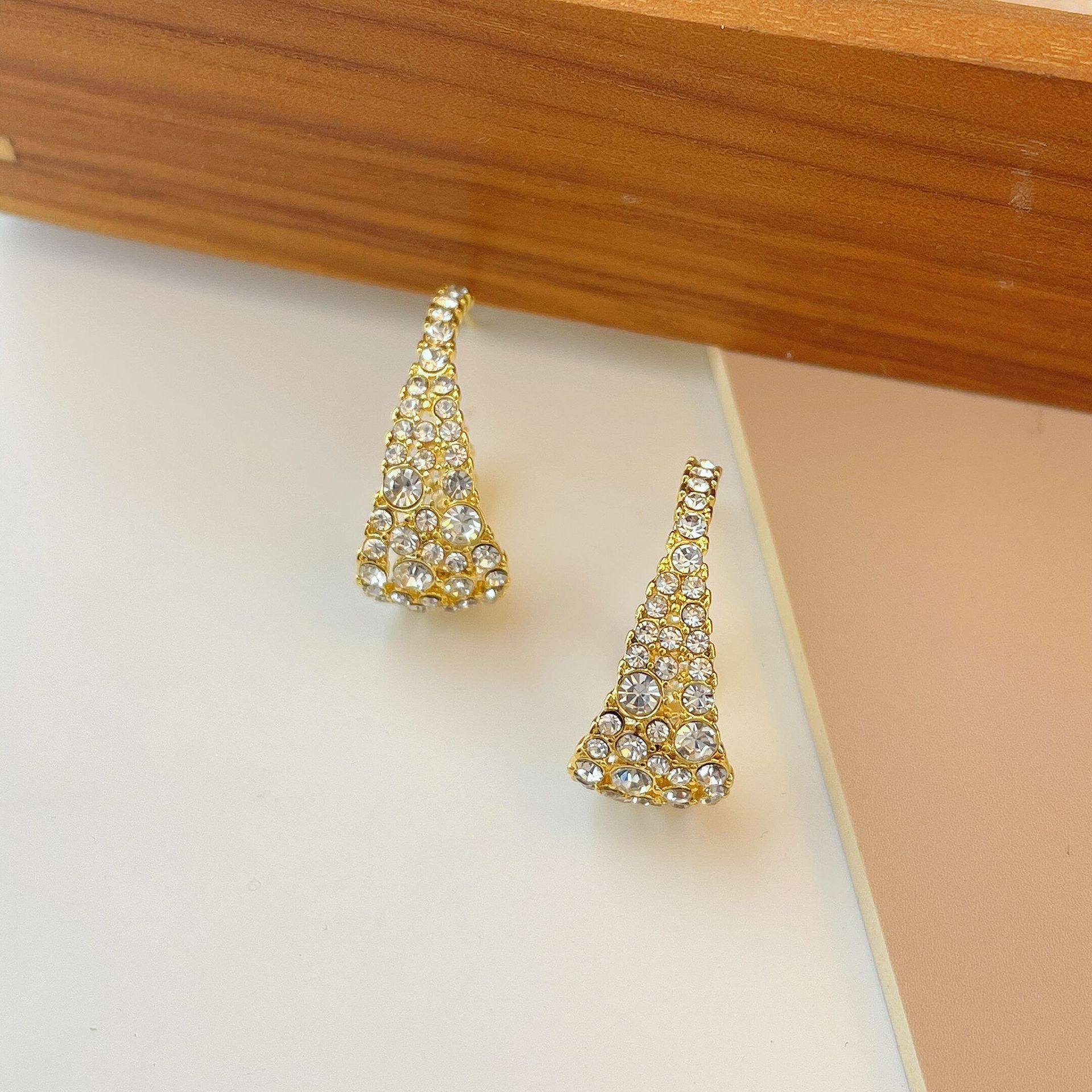 F7698 라인스톤 후크 귀걸이