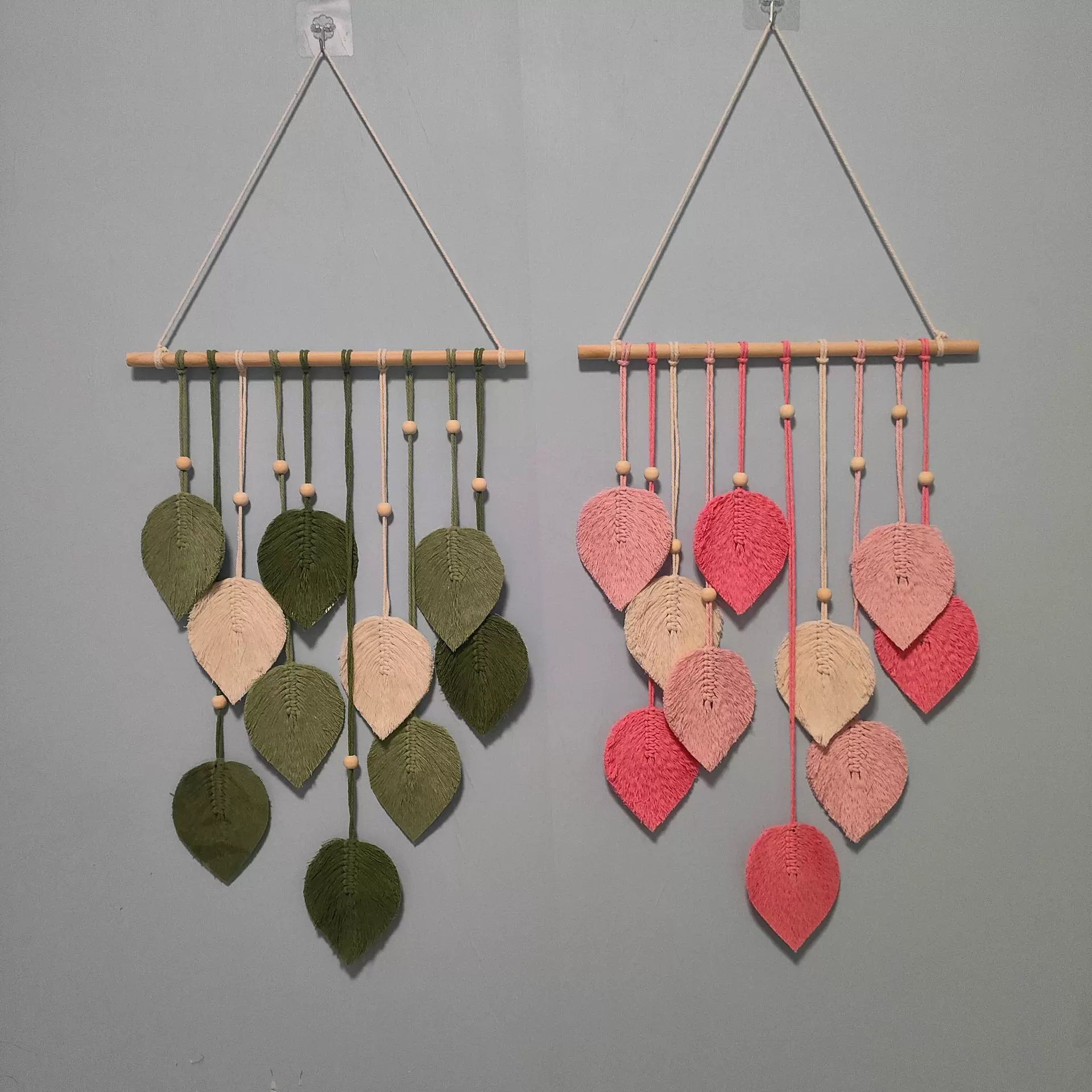 创意手工编织棉绳树叶挂毯 波西米亚风家居墙面装饰房间壁挂