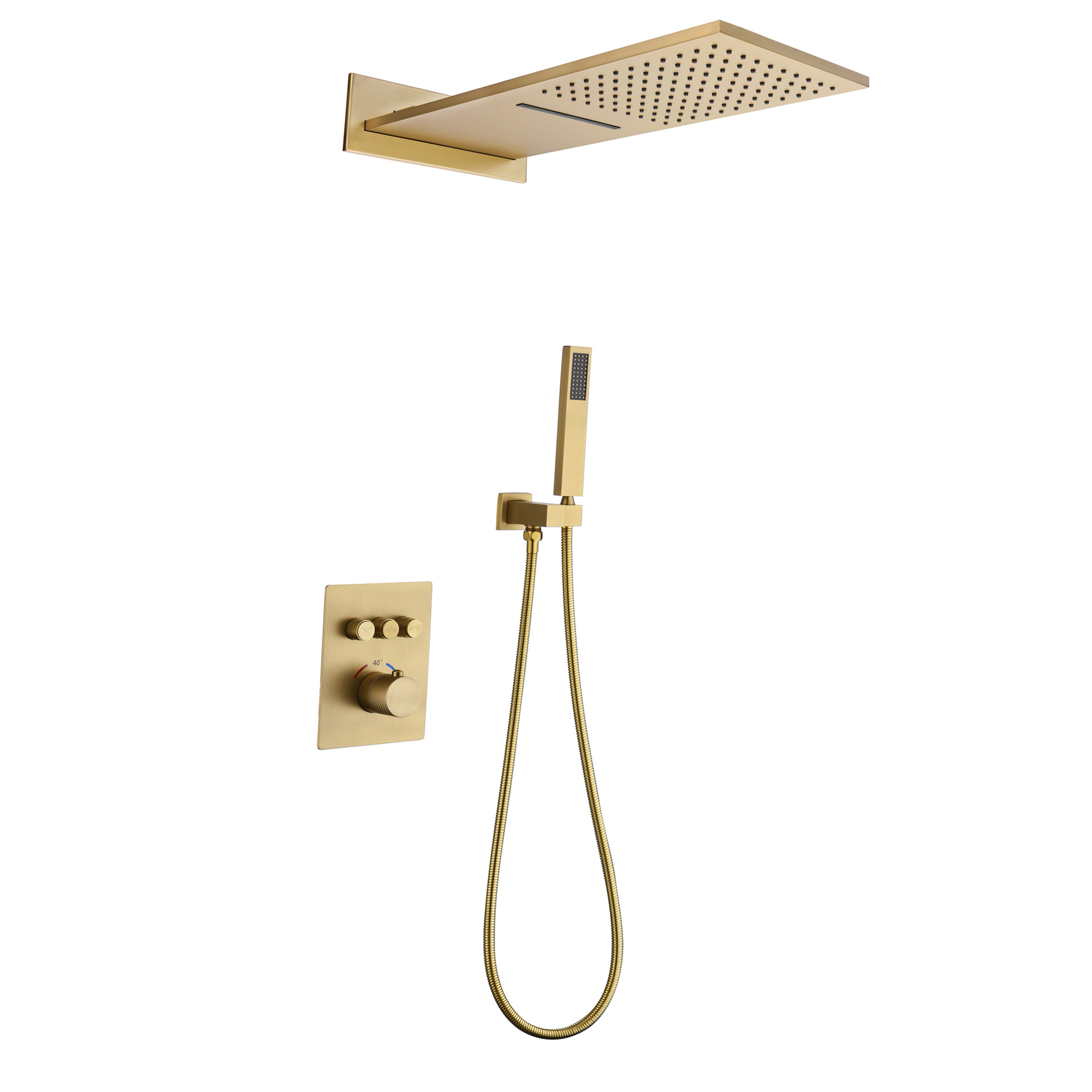 Traje de ducha de pared gris de pistola dividida de cobre transfronterizo oculto ducha de baño presurizado