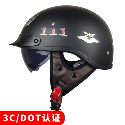 Motosiklet kaskı (dəbilqə): Summer Helmet Ancient Half Helmet - 112-security-officer-black-with-black-mirror-s