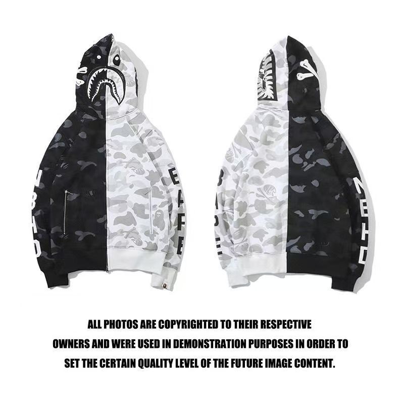 Bape Shark Head Camouflage Hooded Sweatshirt Men's Trendy Brand Zipper Jacket Couple Style Street Fashion Jacket Bape Shark Head Camouflage Hooded Sweatshirt Men's Trendy Brand Zipper Jacket Couple Style Street Fashion Jacket