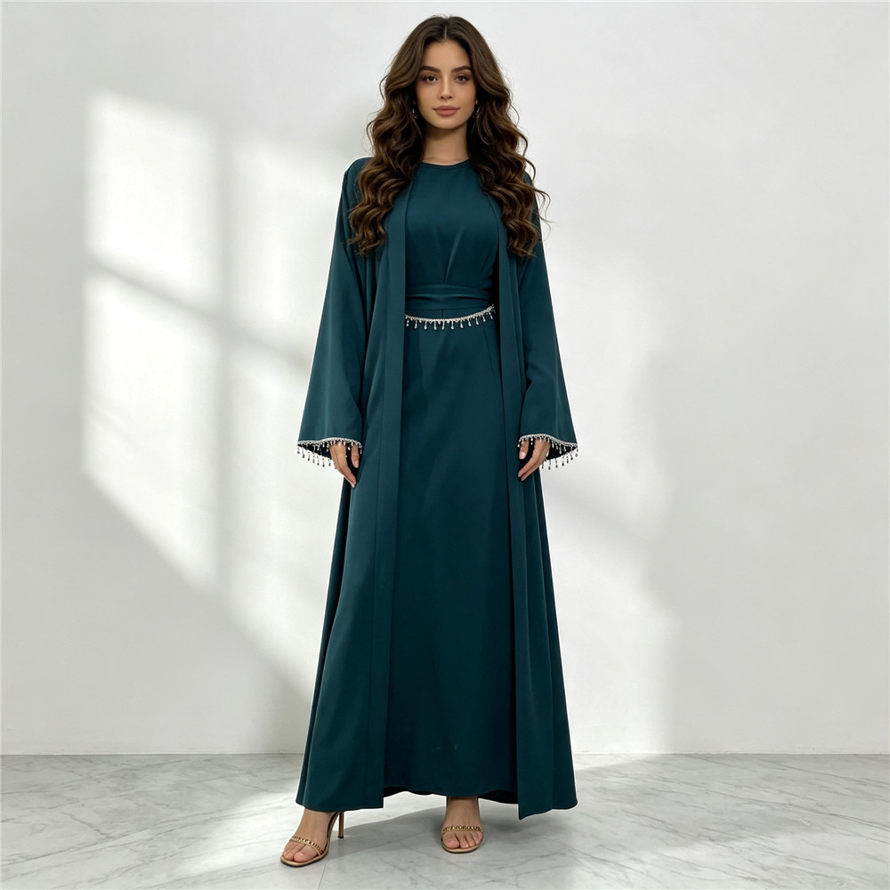 Cross-border fashion sleeveless dress + cardigan Nida set 2006+6595