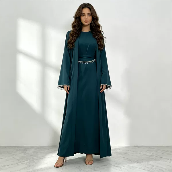 Cross-border fashion sleeveless dress + cardigan Nida set 2006+6595
