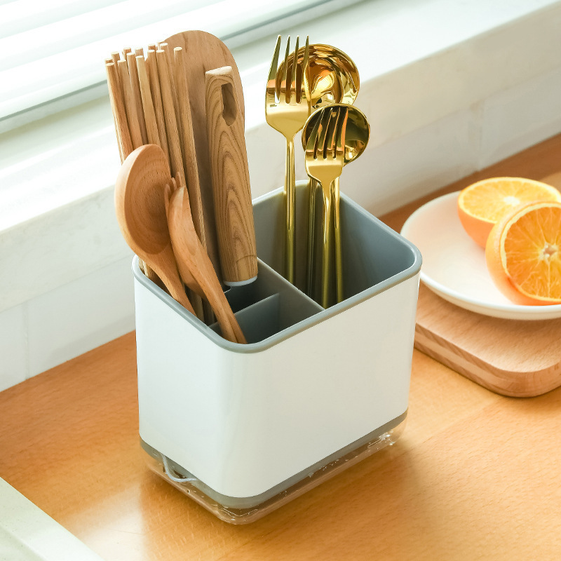多機能箸かご収納排水ボウルラック家庭用スプーンボウルと箸収納ボックスキッチン換気吊り下げ箸ホルダー|undefined