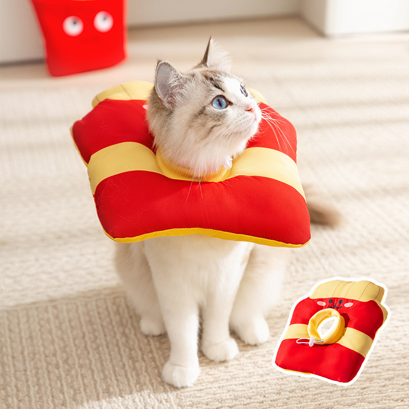 Nueva caricatura de mascotas Elizabeth Circle gato castrado posoperatorio casco perro anti-mordedura, anti-lamido y anti-rasguño suministros para gatos