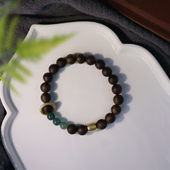 【沉香典藏】0.8棋楠沉香沉水手串高品油質DIY設計配南翡翠五條經