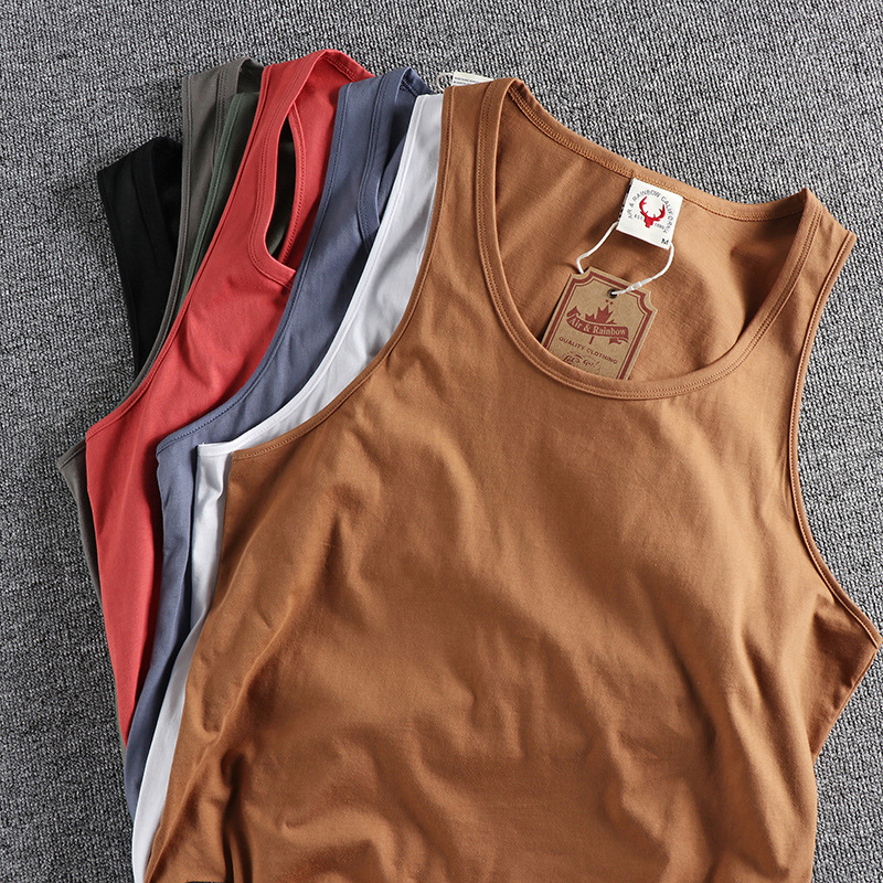 Summer Pure Cotton Narrow Shoulder Vest Men's Loose Waistcoat Sleeveless Men's T-shirt Sports Fitness Sweat Vest Top