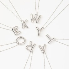 亚马逊嘻哈跨境铜镀白K金A-Z英文字母吊坠项链新品锁骨链首饰配饰
