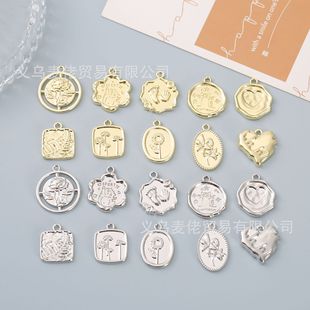 Color retaining alloy accessories rose sunflower footprints love leaves pendant diy handmade