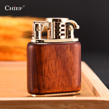 复古檀木煤油打火机老九门手工木质齿轮防风煤油打火机批发