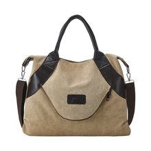帆布包休闲大容量单肩斜跨女包复古帆布袋欧美风女邮差包托特女包