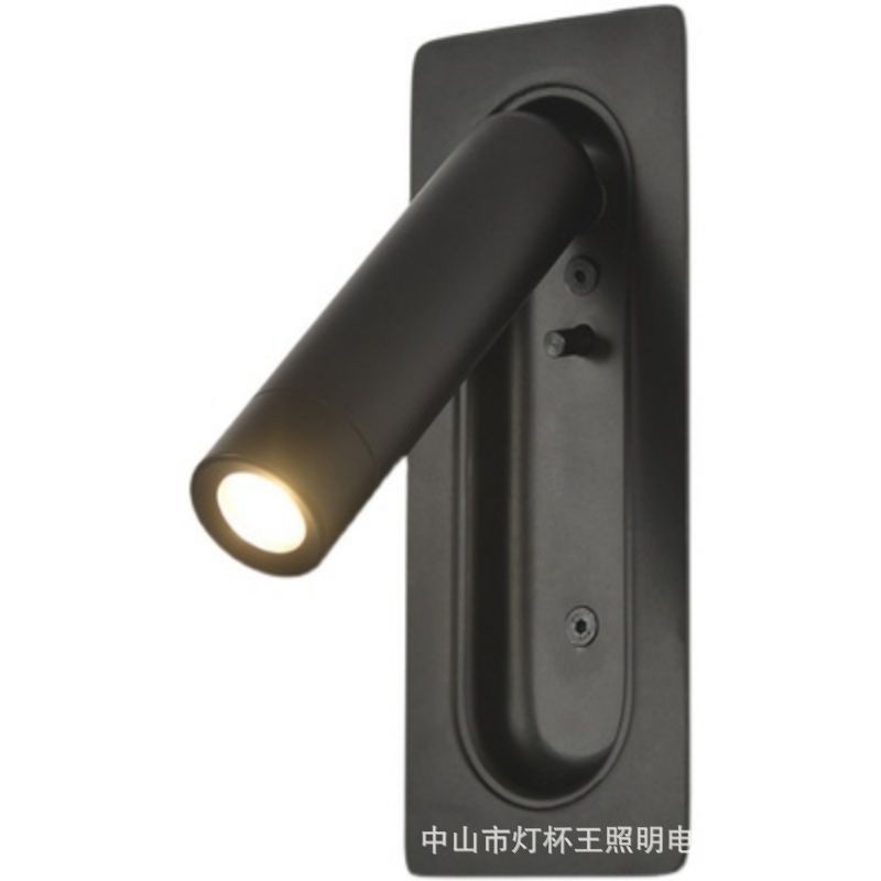 Lámpara de pared LED integrada aluminio de alta calidad regulador de ángulo tipo interruptor automático de presión luz de lectura de cama de hotel lámpara de pared