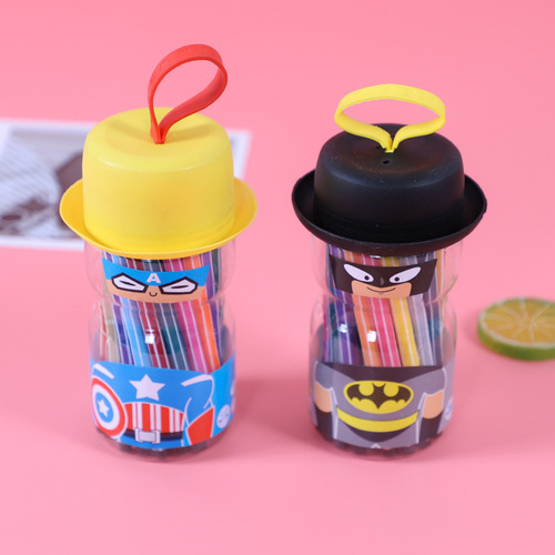 Cartoon washable bottled Superman watercolor pen set 12 colors 24 colors student painting coloring brushes wholesale