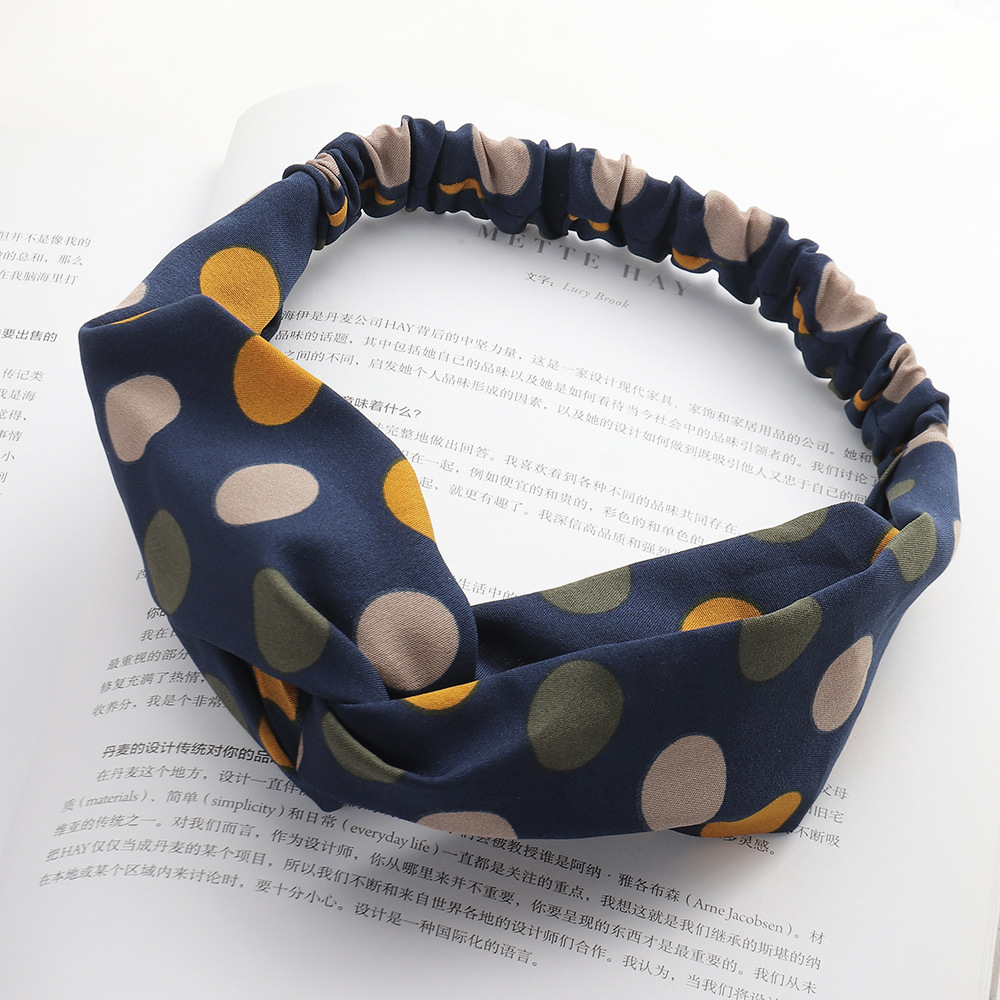 Wholesale Jewelry Polka-dot Cross-knotted Wide-brimmed Fabric Headband Nihaojewelry display picture 9