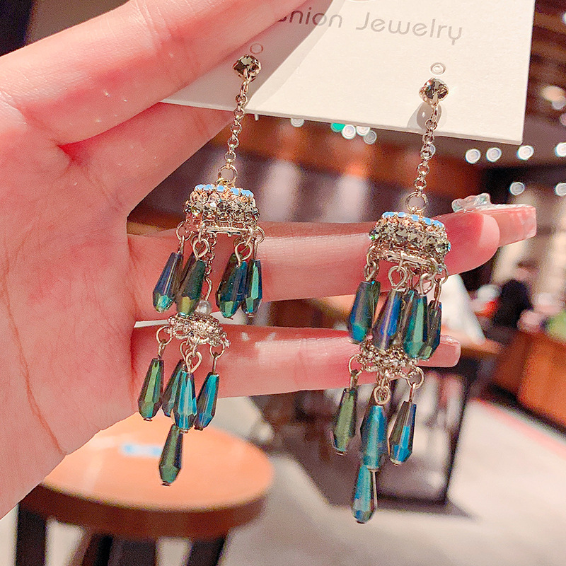 Ethnic long earrings with tassels handmade