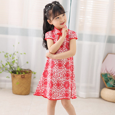 new pattern childhood children Hanfu Chinese style Children's clothing Dress Short sleeved Self cultivation princess clothing festival