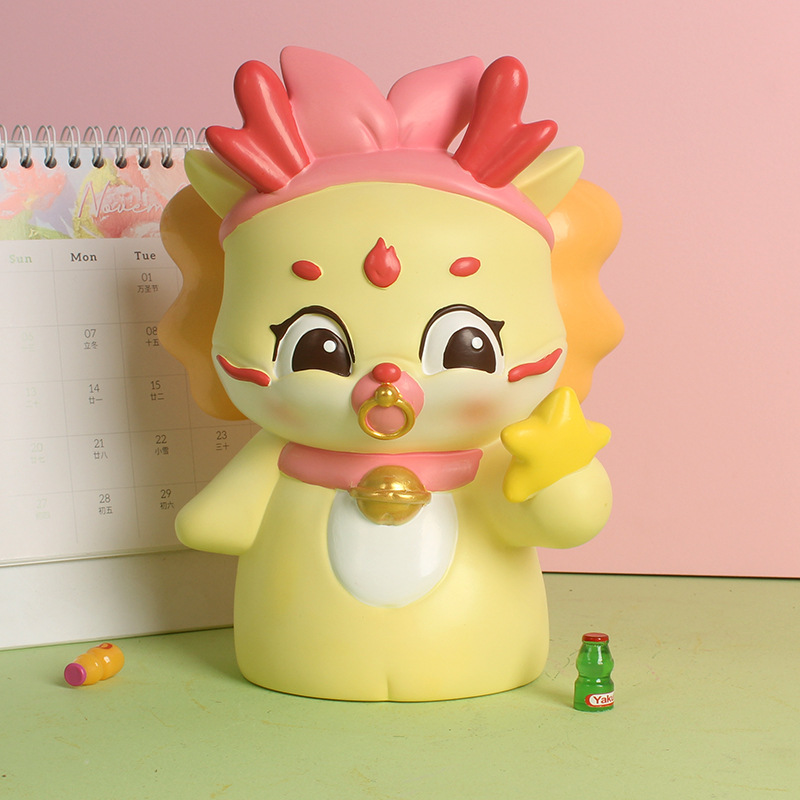 Nuevo dragón año Piggy Bank decoración de escritorio resistente a la caída lindo dragón de dibujos animados pequeño tesoro alcancía niños regalo personalización