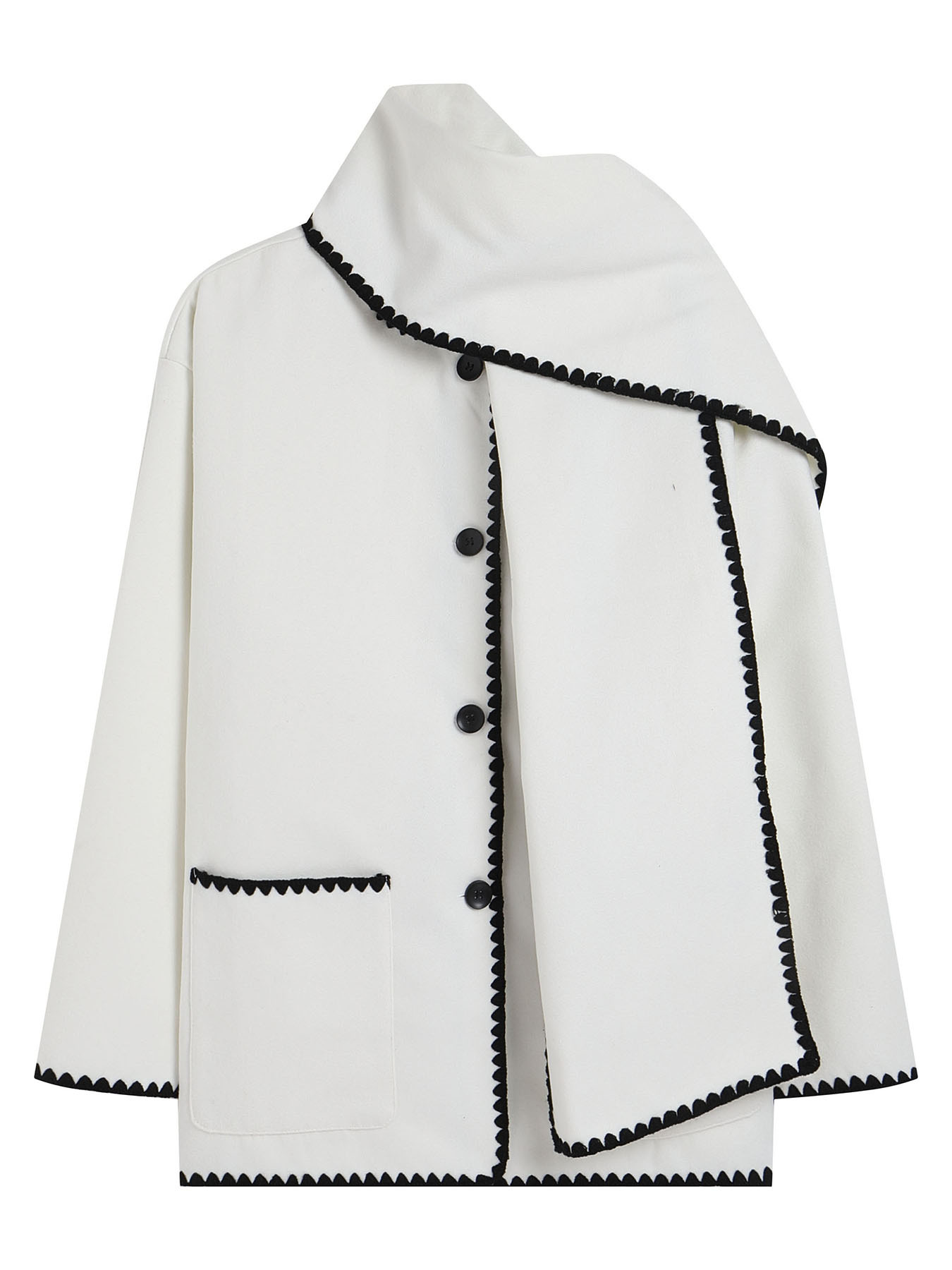 Damenbekleidung Herbst Neue Stil Shell Bestickte Paspel Mode Lässig Lose Einfarbig Woll Top Schal_voghion.com