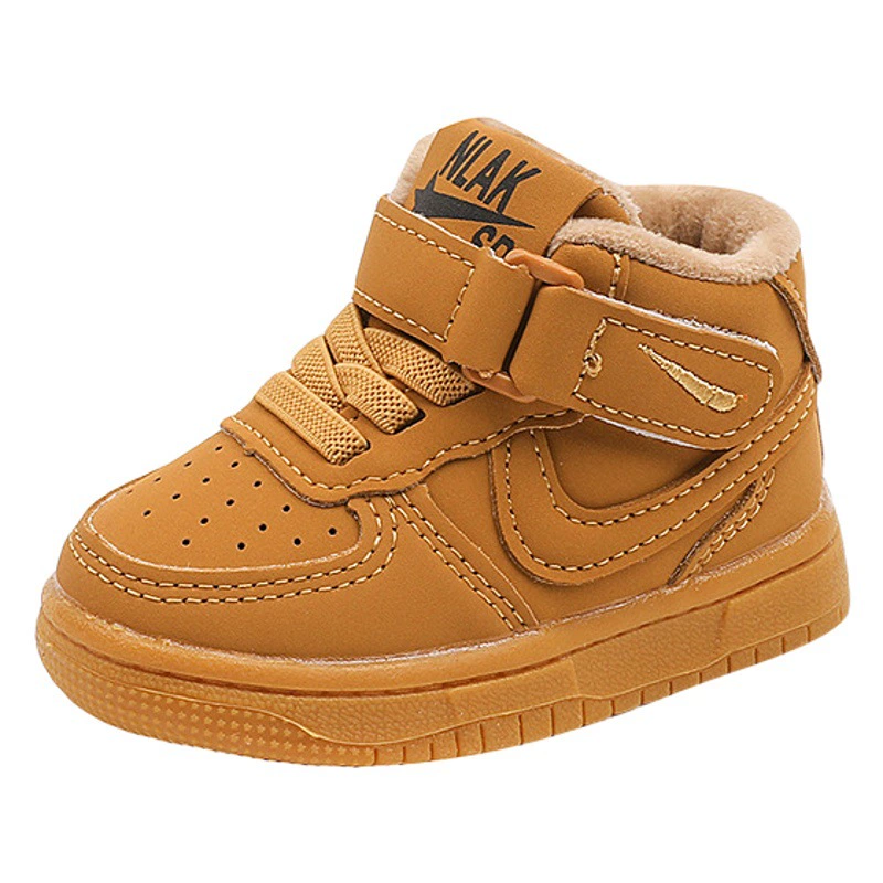 Осенне-зимние детские кроссовки из двух хлопка, обувь для мальчиков с высоким берцем, Белая обувь для девочек, детская Баскетбольная обувь в Корейском стиле, хлопковая обувь