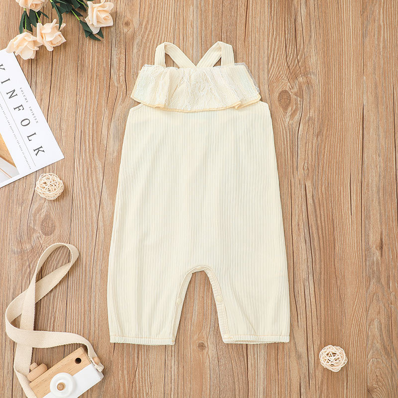 Solid Color Sleeveless Sling Baby One-piece Romper Wholesale Nihaojewelry display picture 4