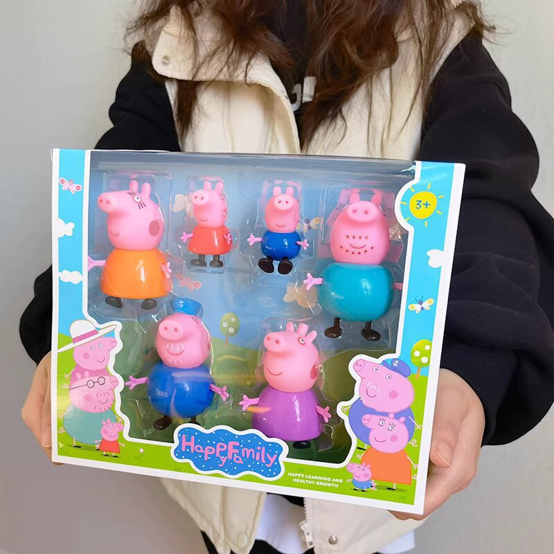 子供用ペッパピッグのおもちゃ、4人家族ごっこ遊びセット、ペッパピッグ人形フルセット、送料無料、卸売|undefined