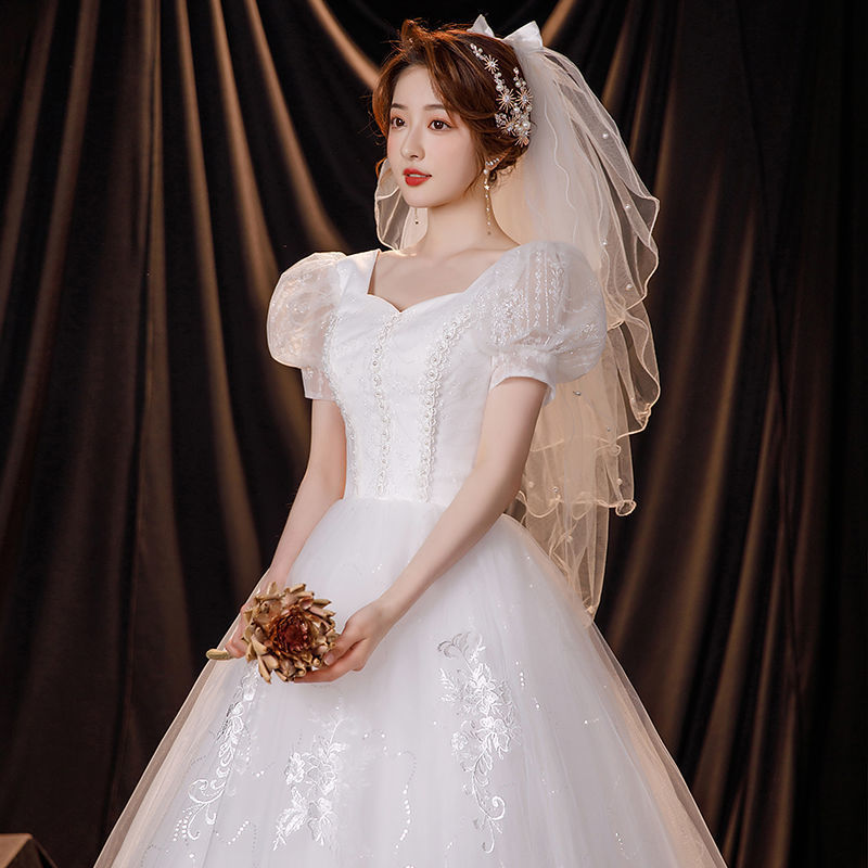 婚纱新娘新款白色孕妇小个子法式轻主简约大气公主风气质礼服